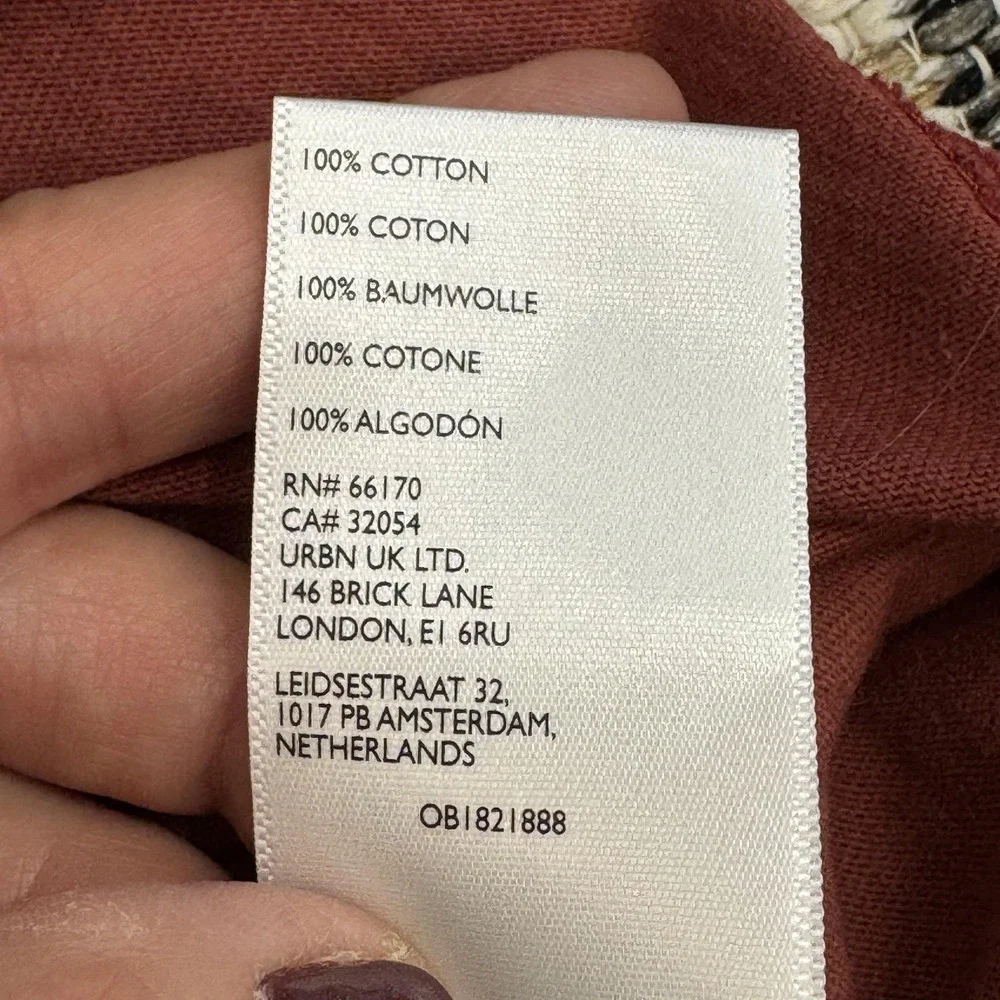 Free People FP Beach Shirt Women's XS‎ Rust Free People Long Sleeve Curve Hem
